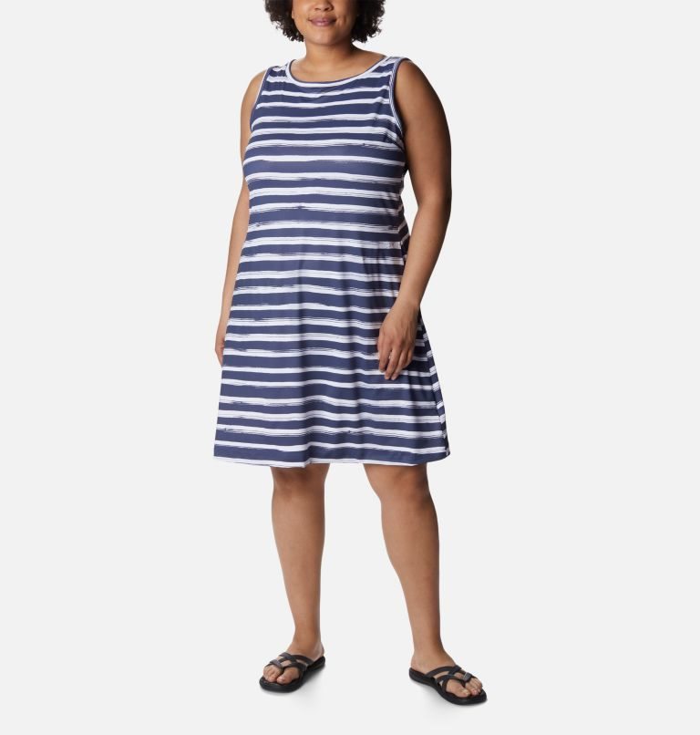 Women\'s Columbia Chill River Printed Dress Stripe | Plus Size CA-J341L